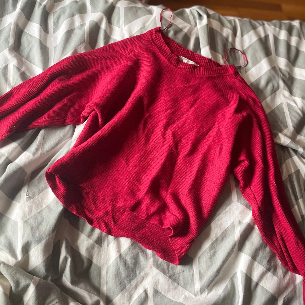 Vintage red holiday sweater, fitted, size large